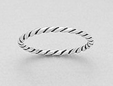 1.14g Solid Sterling Silver Wire Twist Band Ring size 8 Beauty 1mm Wide