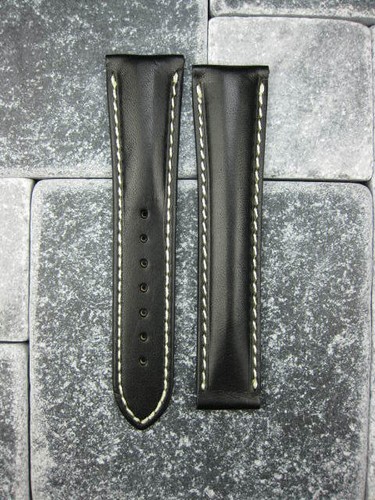 20 mm Kalbsleder Armband Schwarz Uhrenarmband Faltschließe Set für Omega WH BR - Bild 4 von 12