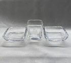 ORREFORS Crystal Ship Trinket Ashtray Cigarette Toothpick Holder 3pc Signed VTG