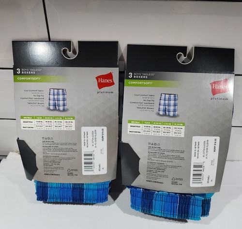2 Pkgs Of Hanes Boys Comfortsoft Boxers 3Pair Assorted Colors Sz. XL (18-20) - Picture 2 of 2