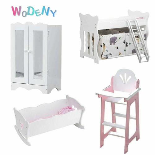 Kids Baby Doll Role Play Set Wooden Dolls High Chair/Crib Cot/Bunk Bed /Wardrobe eBay