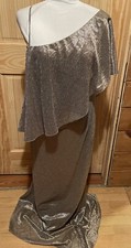 NEW LAUREN RALPH LAUREN Metallic One-shoulder Evening Dress Size 12 MSRP 240
