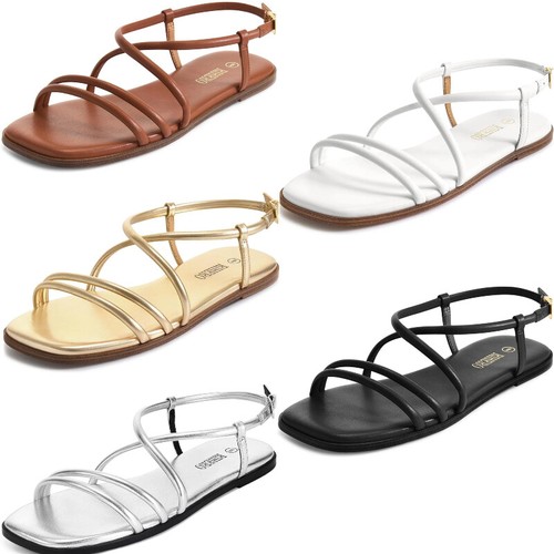 Women Strappy Flat Sandals Ankle Strap Open Toe Casual Summer Thong Sandals