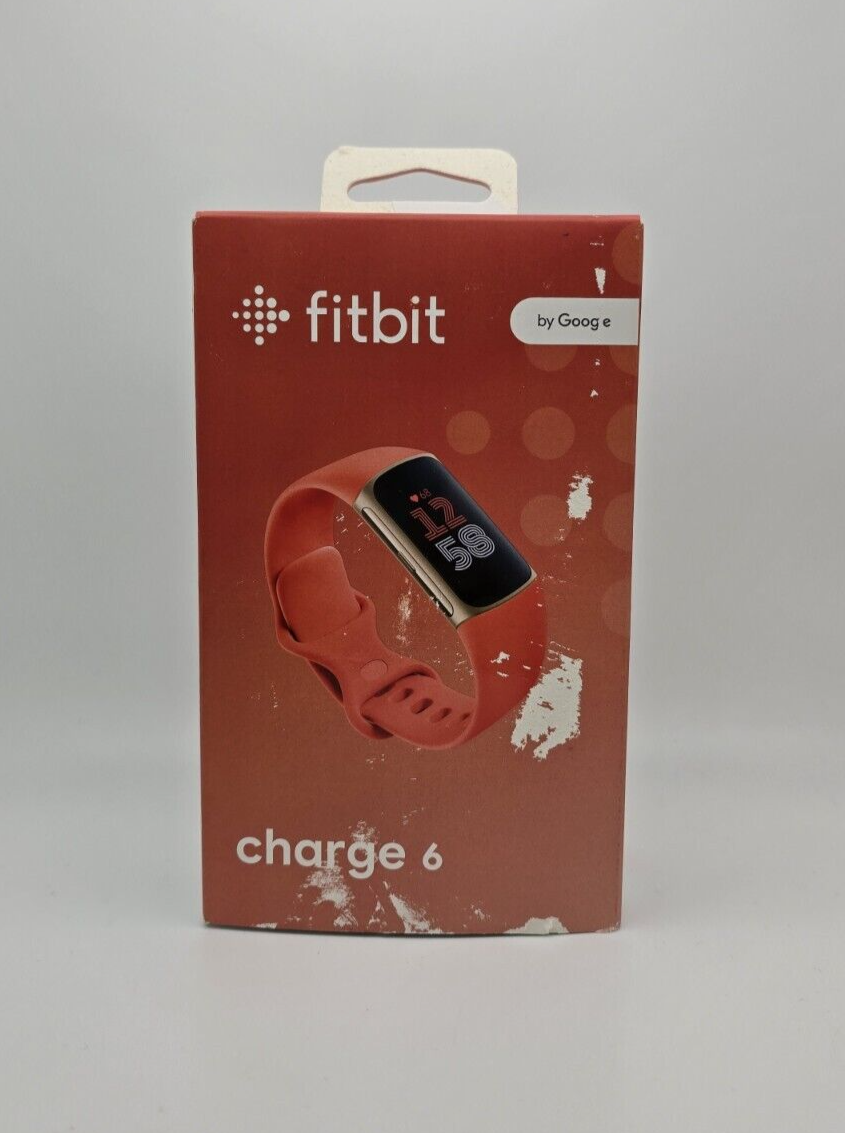 Fitbit Charge 6 Bluetooth Activity Tracker - Champagne Gold Case / Coral Band