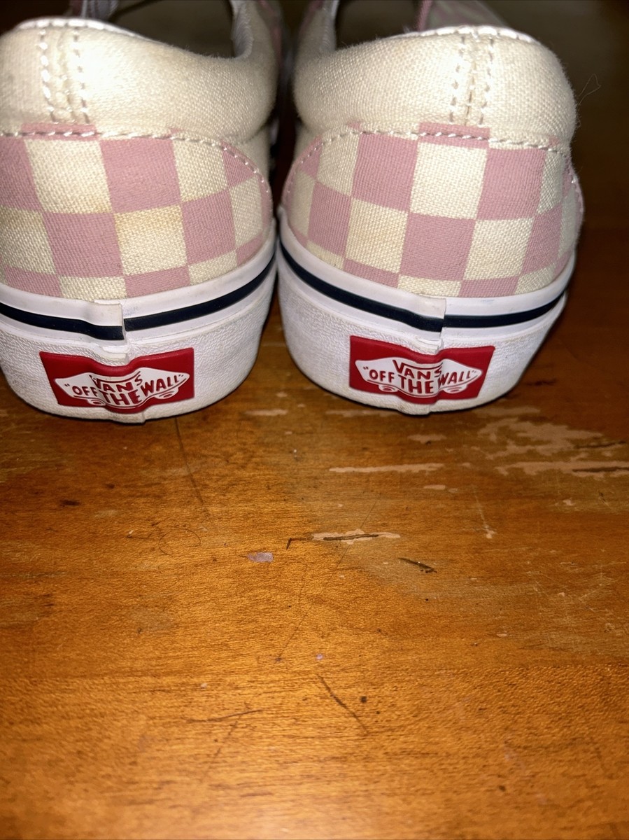 Vans Off the Wall Rose Pink Checkerboard Slip On Shoes M W