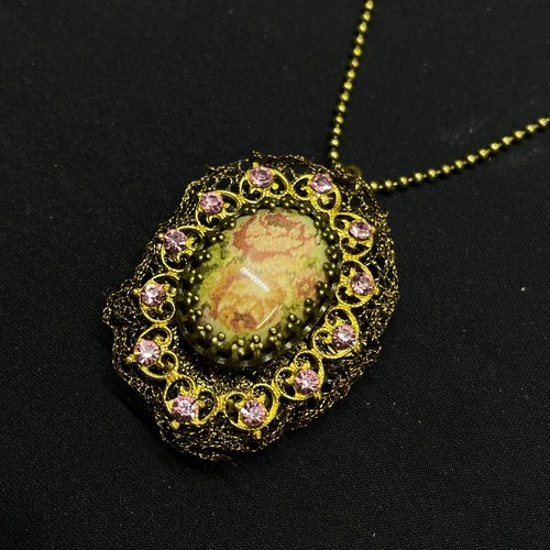 Necklace Locket Michal NEGRIN Crystals flower roses Made in Israel - Picture 4 of 8