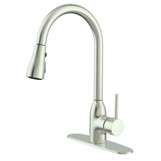 Runfine Single Handle Pull Down Kitchen Faucet Brushed Nickel Finish For Sale Online Ebay
