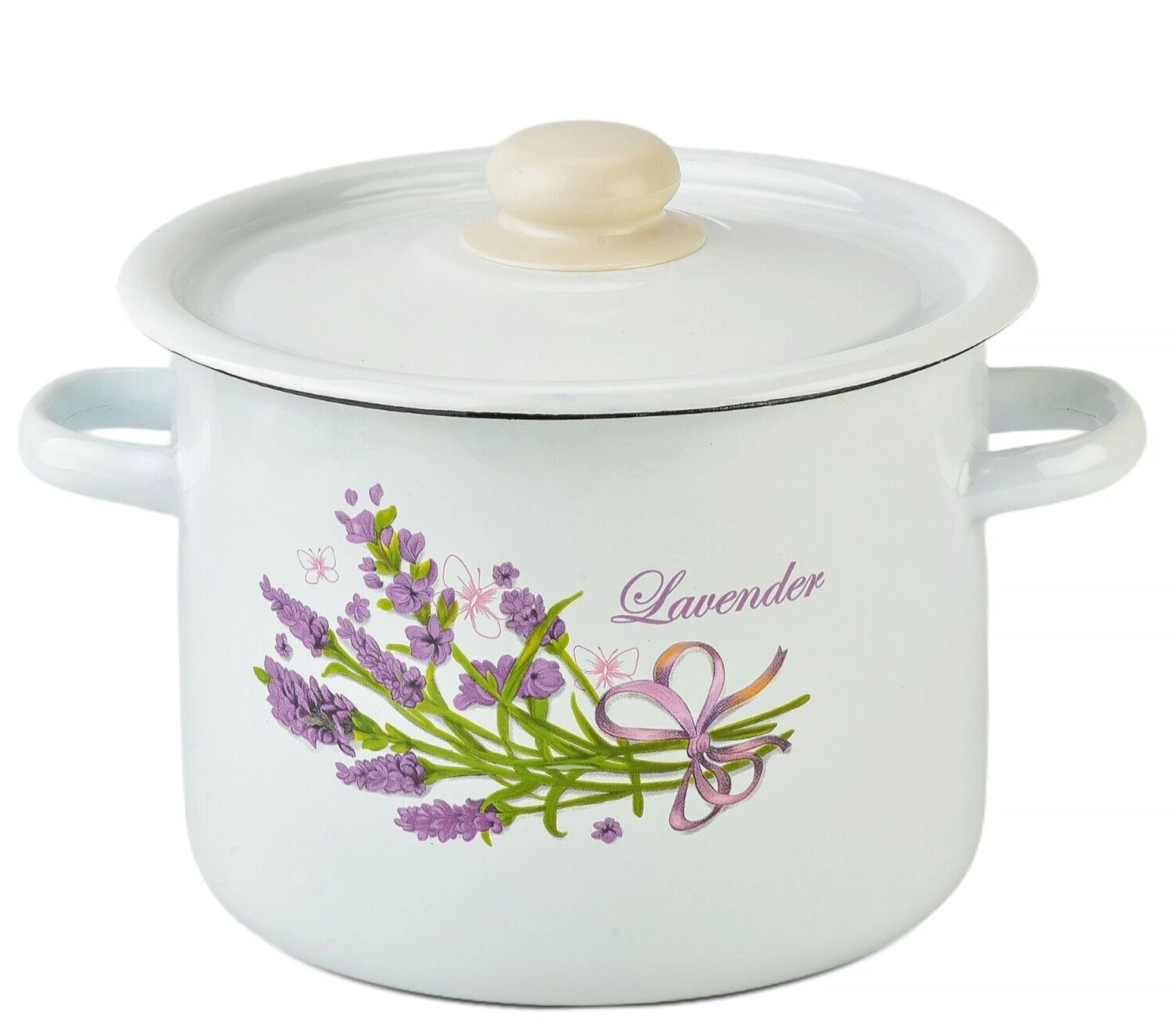 Novomoskovsk Lavender Enamel Stockpot Vintage Cooking Pot Enameled Soup Pot