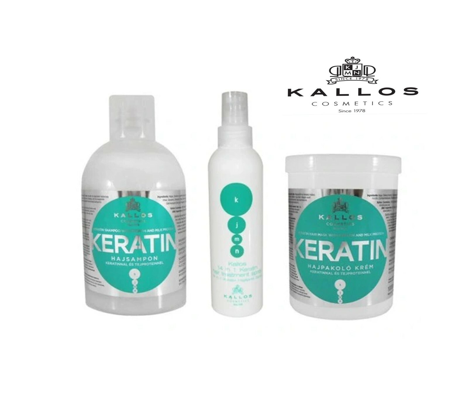 Kallos Keratin Mask 1000ml & Shampoo 1000ml &Keratin Spray