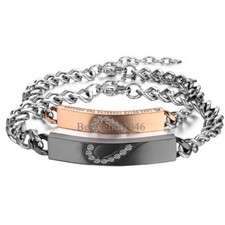 His Or Hers Matching Heart Stainless Steel Cuban Curb Chain Couple Bracelet Love