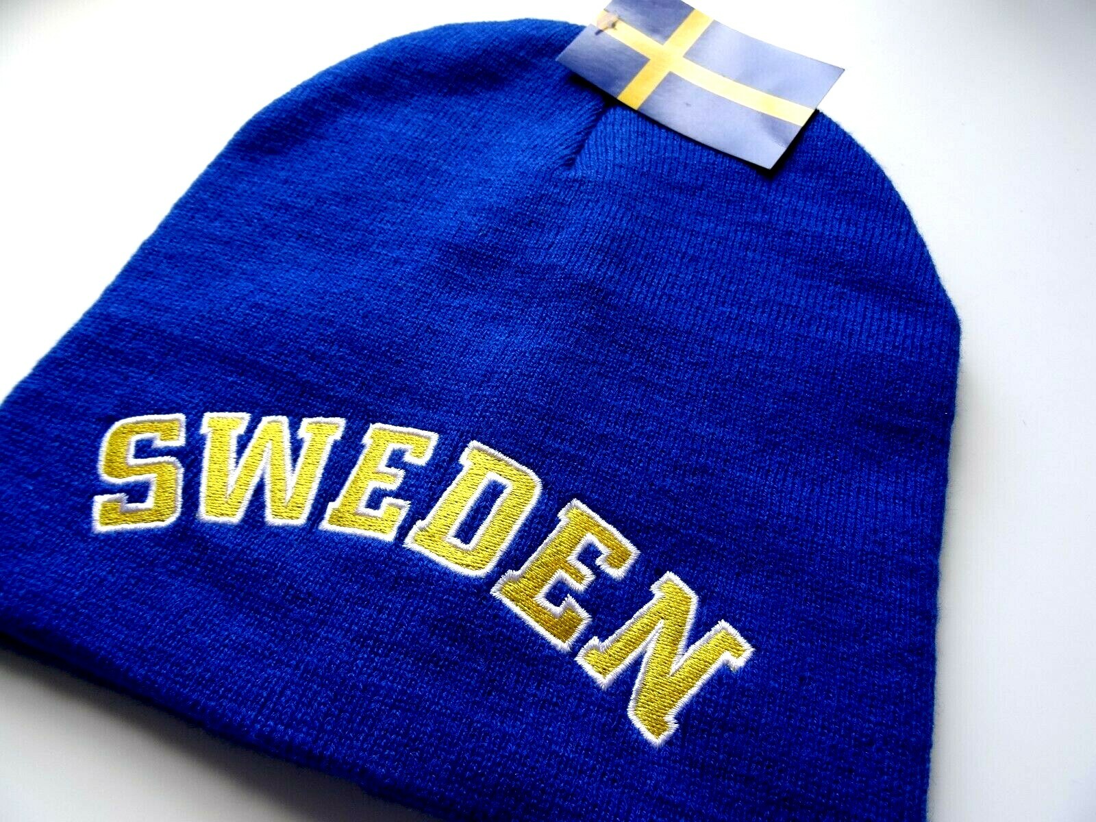 SWEDEN Blue Fans BEANIE Hat Toque Football Soccer SVERIGE OSFA Adult NEW Tags