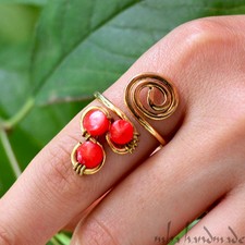 Coral Crystals Ring - Any Size - Handmade Jewelry