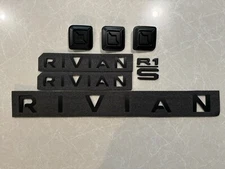 Rivian Emblem Set Matte Black R1T R1S Logo Square Badge