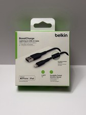 Belkin BoostCharge Lightning to USB-A Cable 3.3ft 1M Black Braided MFi-Certified