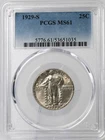 1929 S Standing Liberty 25c PCGS  MS61