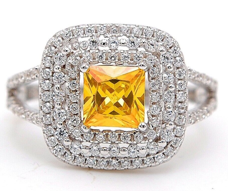 2CT Heat Treated Yellow Topaz 925 Solid Sterling Silver Ring Sz 6 U1-5