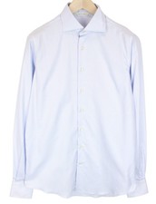 Suitsupply Men's Formal Shirt  S Slim Light Blue Blend Cotton Shark Collar