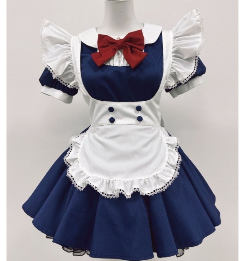 princess maid dress Sertg Kids Formal Long Sleeve Maid Dress Turn Down Collar Fall Winter Princess Party Dress for Children 5-14 Years(Blue,11 Years), Girl's
