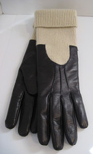 Genuine Brown Leather Gloves with Lambs wool Angora Cuff And Lining Size 7