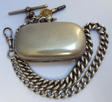 LOVELY CLEAN HEAVY ENGLISH ANTIQUE 1895 SOLID STERLING SILVER ALBERT WATCH CHAIN