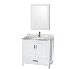 Wyndham Collection WCS141436SUNSMED Sheffield 36" - White / White Carrara Marble