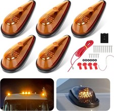 5Pcs Amber Teardrop Cab Light 9LED Cab Marker Light Front Top Clearance Roof ...