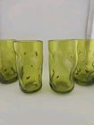 4 Vintage Blenko Tumbler Glass Thumbprint Chartreuse 6 1/8"  READ