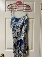 Reformation Blue Bird Mini Dress Adjustable Straps 6 100% Silk #003 