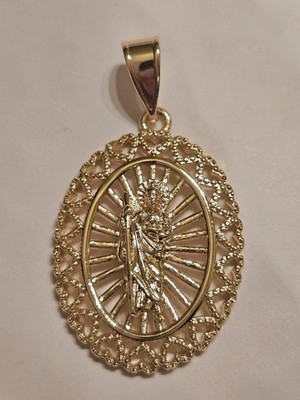 Saint Jude Oval /Hearts Goldtone Pendant Tarnish Resistant 1 Pc.  (S3)