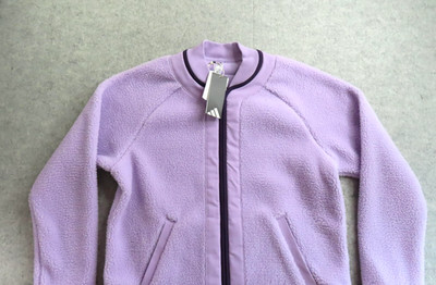 Adidas Go-To Fleece Jacket Womens Medium Purple Sherpa Bomber Full Zip KB0454