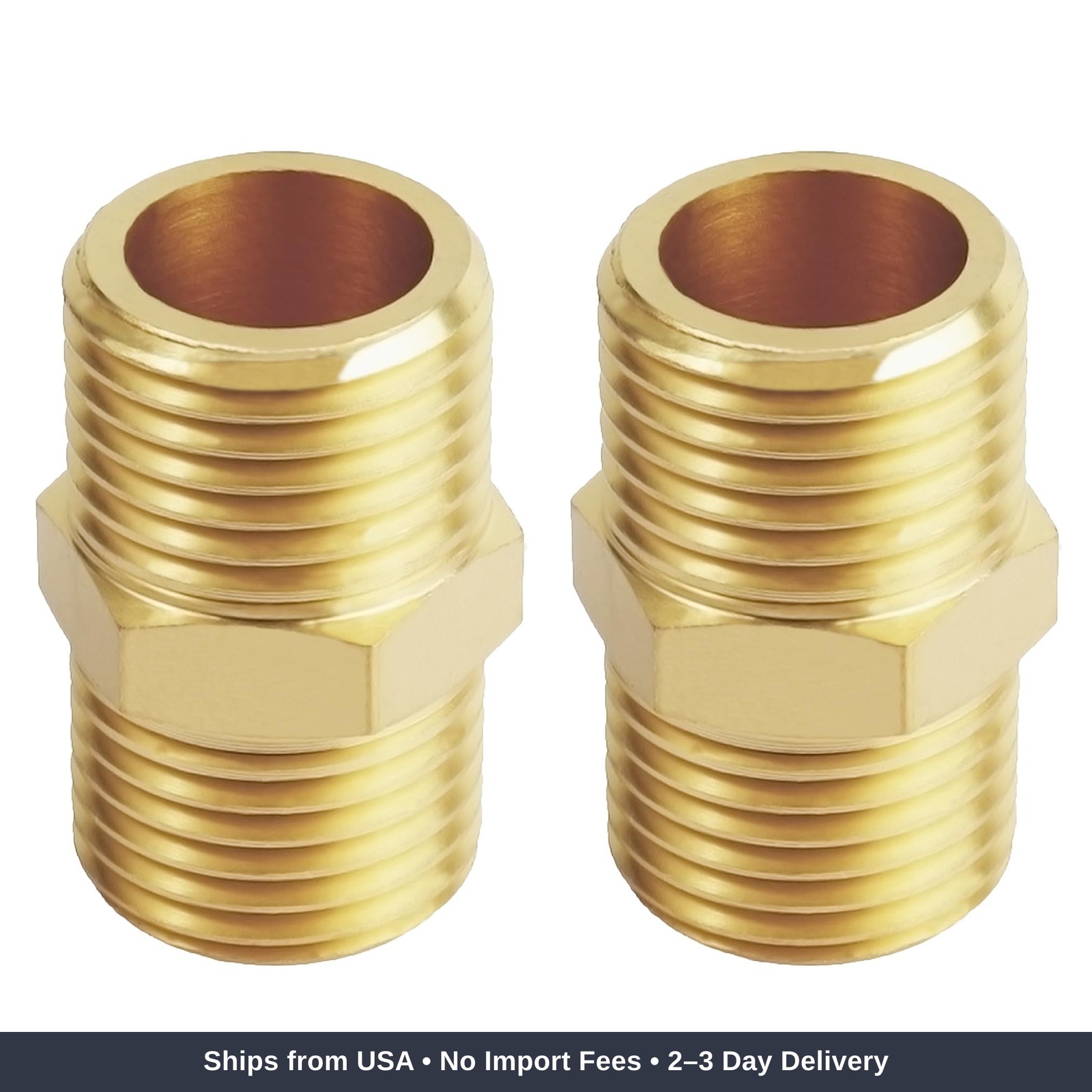 2-Pack 1 2 NPT Male Thread Brass Pipe Nipple Adapter Fittings