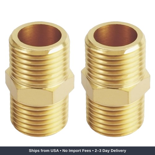 2-Pack 1 2 NPT Male Thread Brass Pipe Nipple Adapter Fittings