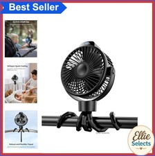 Portable Stroller Fan 2000mAh Rechargeable 360 Rotation 3 Speeds USB Type C