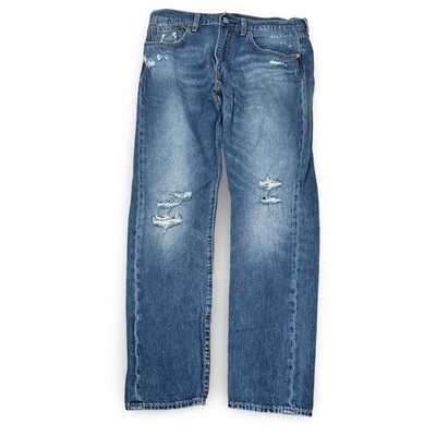 Levis Premium 512 Slim Taper Performance Distressed Blue Jeans 33x 30