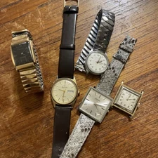 Lot Of 5 Vintage/Antique Watches Untested For Parts Or Repair