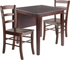 Wood Perrone 3-Pc Dining Set, Drop Leaf Table & 2 Ladderback Chairs