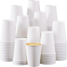 12 oz Disposable Paper Coffee Cups, 270 Pack Hot Drink Cups for Parties