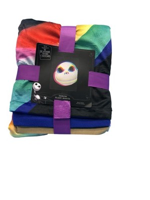 Disney Nightmare Before Christmas Jack Skellington Throw Blanket 50x60 Rainbow