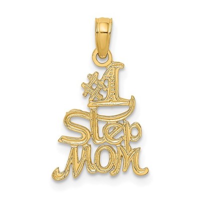 14k Gelbgold poliert graviert #1 STEP MOM Charm