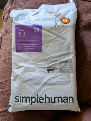 SIMPLEHUMAN CODE H 30-35L (8-9 US GAL) CUSTOM FIT LINERS, 40 COUNT NIB