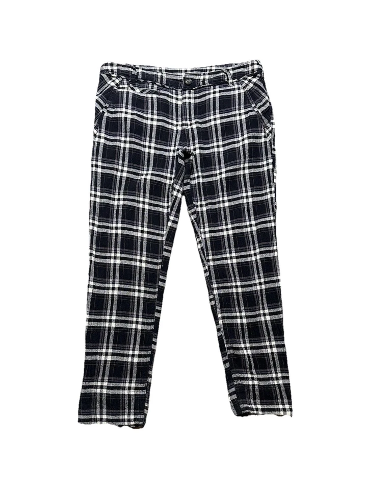 Free People Plaid Trousers Women’s 10 Low Rise Black & White Slim Ankle Pants - Image 2 of 4