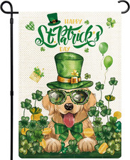 Retriever St. Patricks Day Garden Flag 12X18 Double Sided, St Patricks Day Clove