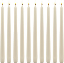 10 PCS Taper Candles: Ivory White Dripless Unscented Smokeless 10 Inch Tall Para