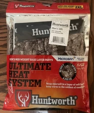 Huntworth men’s mid weight base layer pants realtree camo 2XL Scent Control NWT
