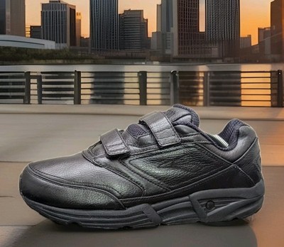 Mens Brooks Addiction Walking Shoes Sz 12 Used Black Leather Strap Close