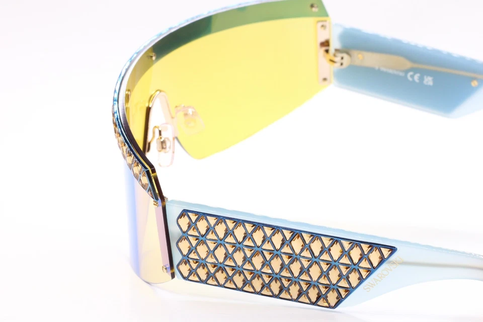 Gafas de sol Swarovski SK0363 cristales brillantes dorado azul diseñador lujo Italia 115 mm Foto 4 de 4