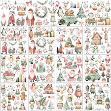 BBTO 12 Sheets Christmas Rub on Transfers for 5.5 x 5.7 inches, Multicolor