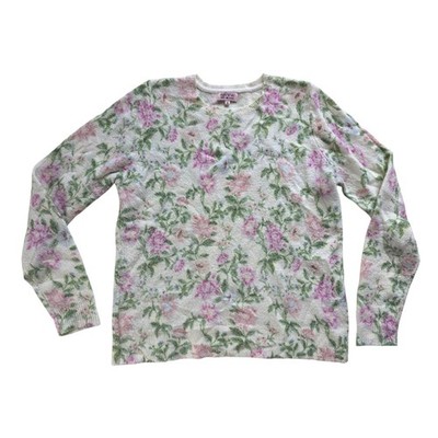 REVIEW Floral Wool Mohair Blend Long Sleeve Knit Jumper Pullover Top Size 12 M 