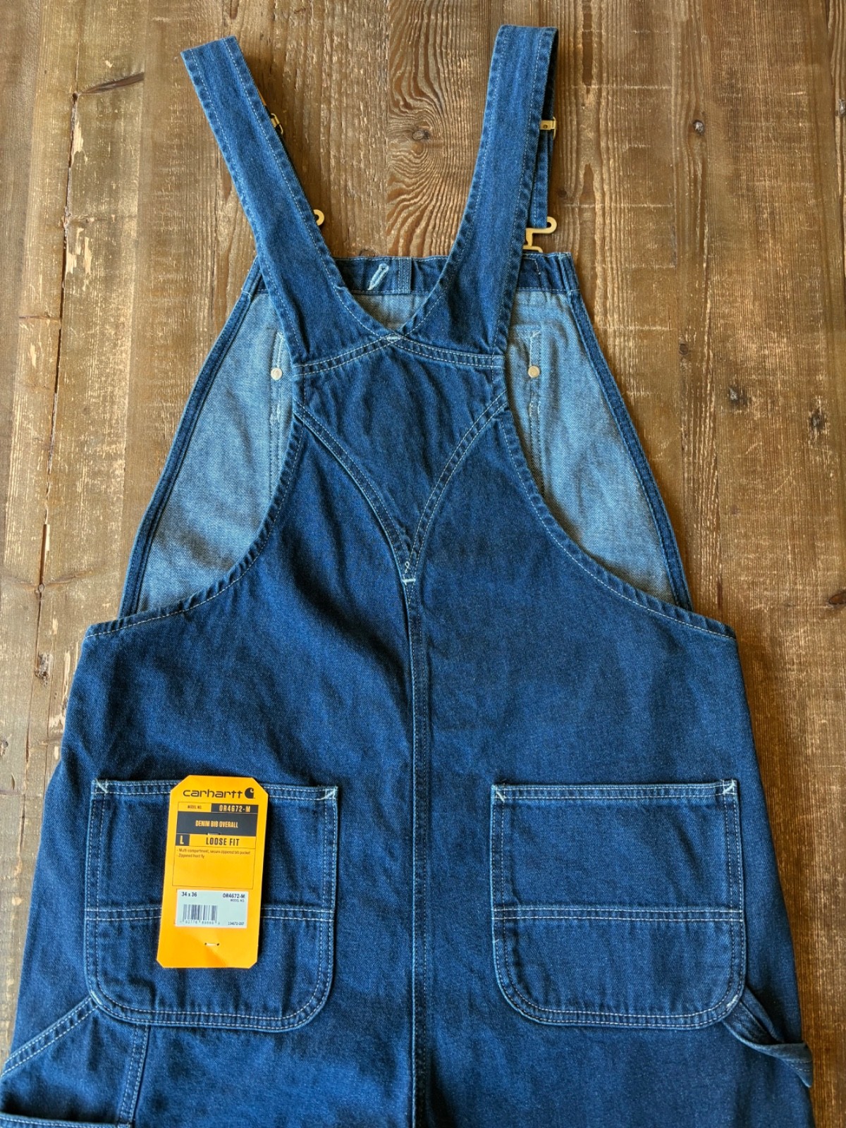 Carhartt Blue Denim Bib Overalls 34x36 Loose Fit Bibs New With Tags OR4672-M Y2K