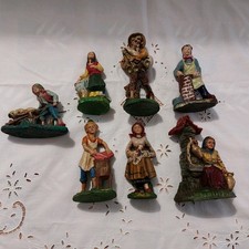 7 statuine presepe in pasta cartapesta cm14 Italy Vintage